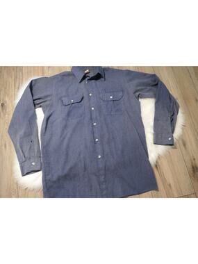 BIG BEN Wrangler Work Utility Shirt Size Large Long Blue Vintage - USA MADE
